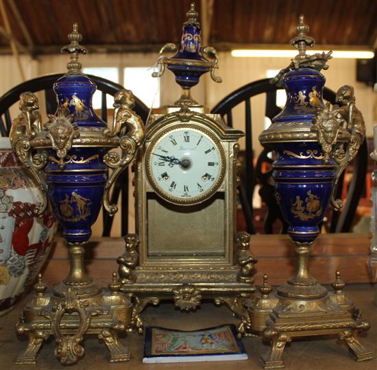 Louis XVI style clock garniture